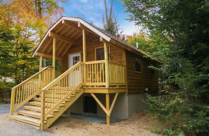 One of the cottage rentals available for guests to rent for their stay at Old Forge Camping Resort.