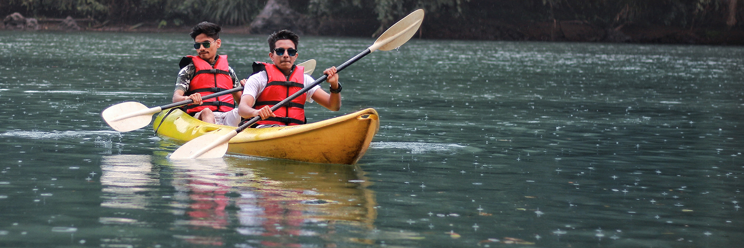 two men kayaking together